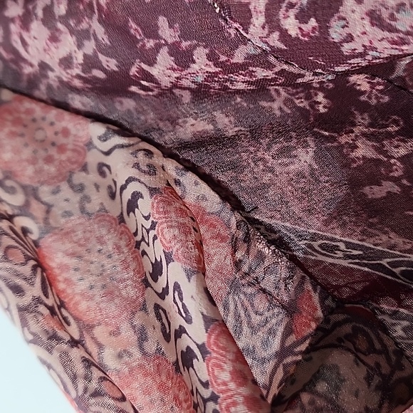 Minkpink Boho Patchwork Print Flounce Sleeve Sheer Hi Lo Blouse - Picture 8 of 8